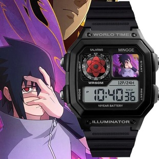 火影忍者鸣人佐助带土斑儿童小学生手表初中生电子表闹钟计时腕表