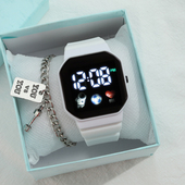 2025年新款 小学初中生女童LED电子表 儿童手表女孩只看时间男女款