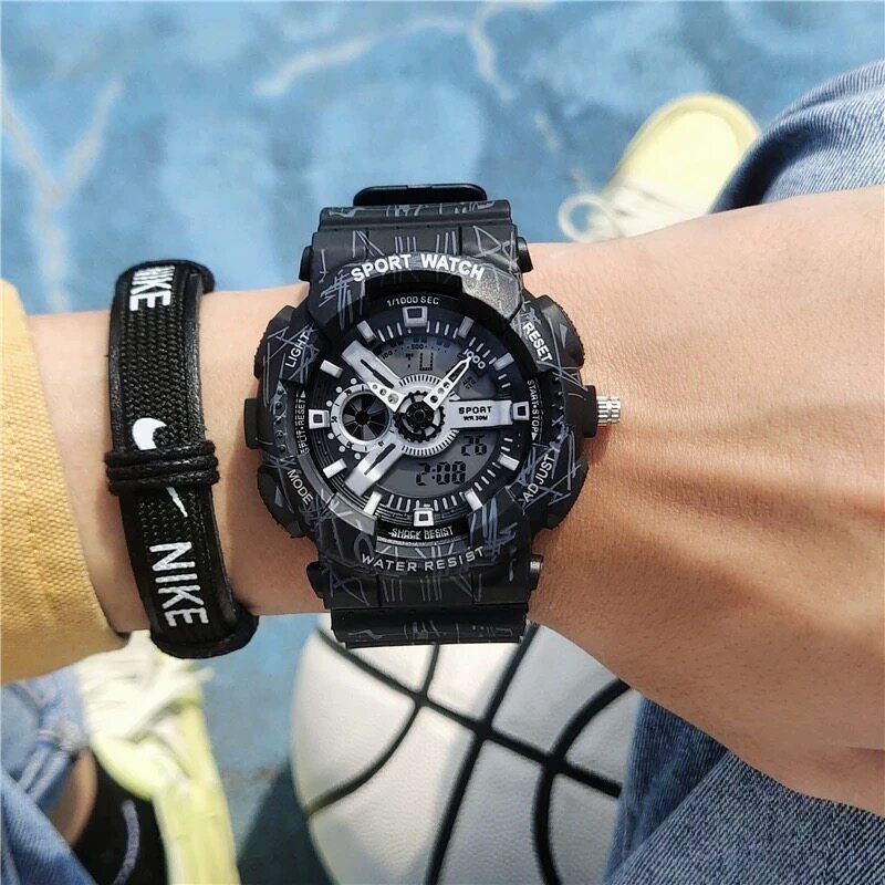 学生电子手表男款2025新款儿童初中高中潮流运动防水机械只看时间