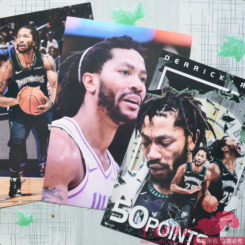 NBA罗斯海报墙贴纸卧室宿舍墙壁装饰壁纸 篮球球星海报罗斯明信片