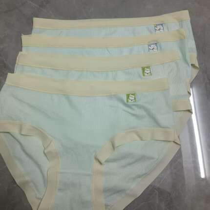 舒适女士三角内裤简约风可爱款中腰纯棉内裆女生裤子绿色蓝色底裤