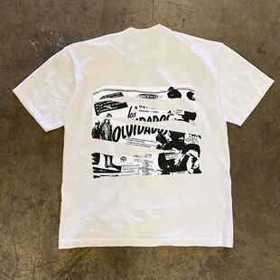 潮牌短袖t恤情侣潮流通缉令设计感印花短袖T恤男女高街ins潮牌体