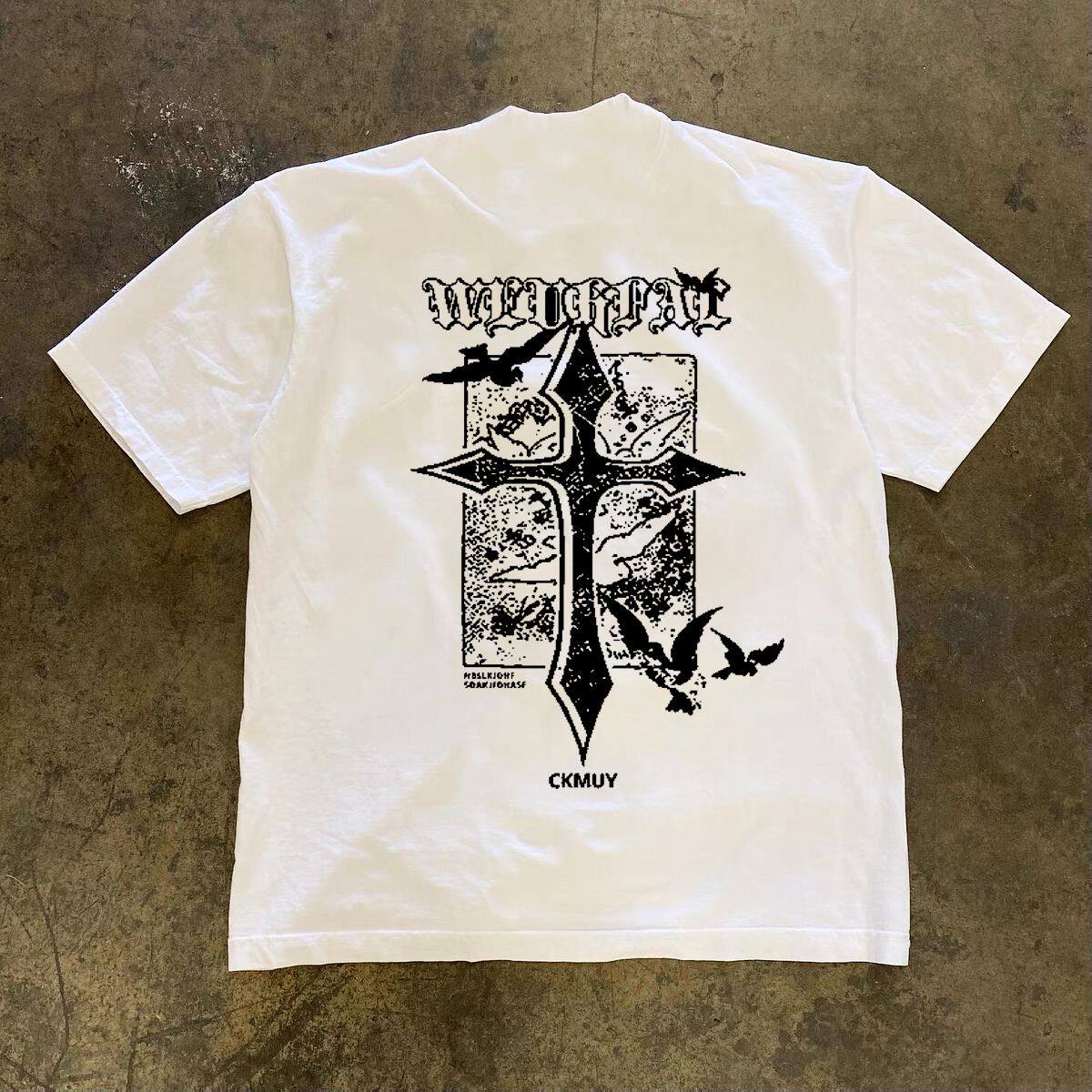 潮牌短袖t恤230G重磅个性美式高街印花短袖T恤男夏痞帅嘻哈风宽松