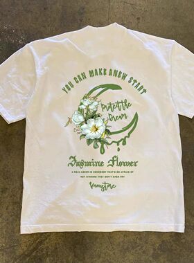 潮牌短袖t恤250G重磅美式潮流休闲字母印花T恤男百搭圆领overszie