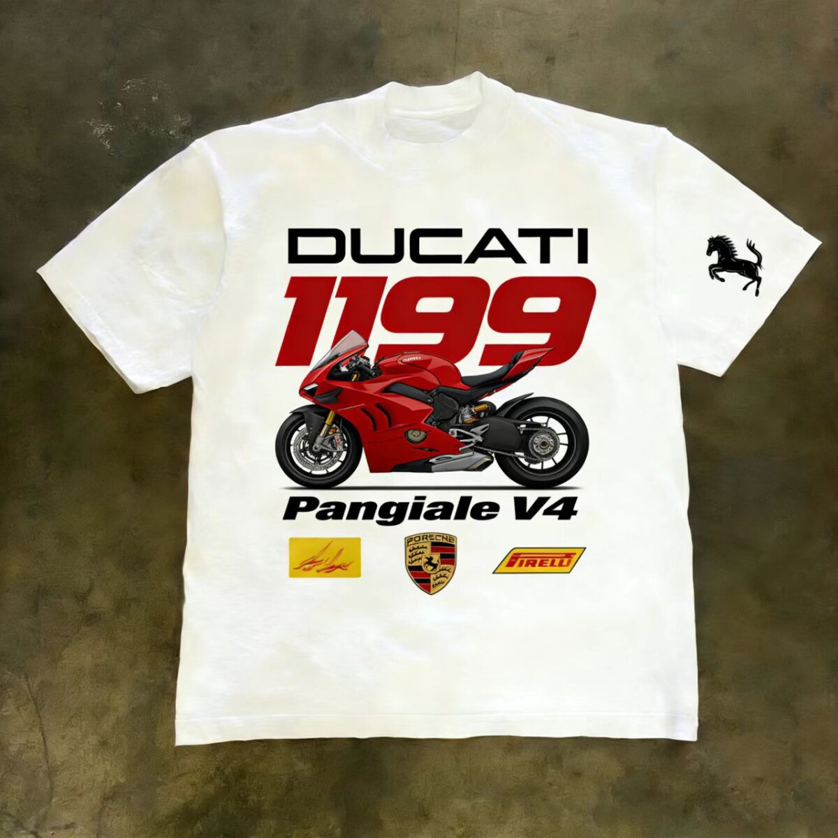 潮牌短袖t恤230G痞帅嘻哈风重磅赛车F175号印花夏款宽松男短袖百