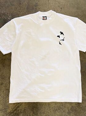 潮牌短袖t恤250G重磅美式潮流休闲字母印花T恤男百搭圆领overszie