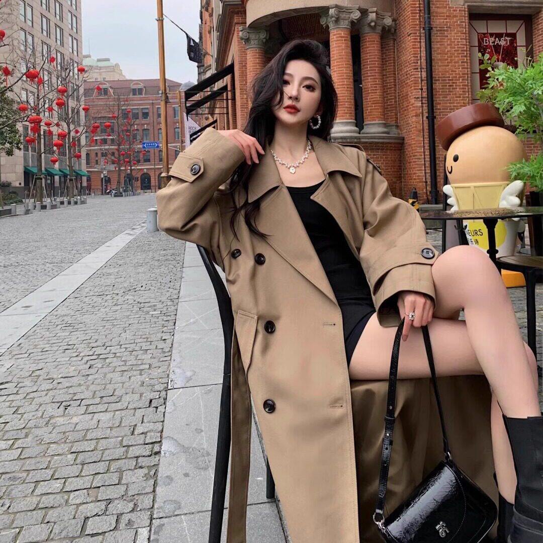 2026英伦风双排扣风衣女中长款西装领收腰气质外套高级感廓形大衣