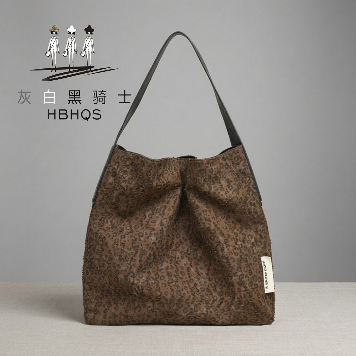 日系休闲拼接水桶包ins时尚撞色迷彩手提包网红豹纹帆布单肩女包