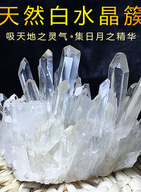 巴西天然白水晶簇原矿标本原生态手链消磁鱼缸造景桌面玄客厅摆件