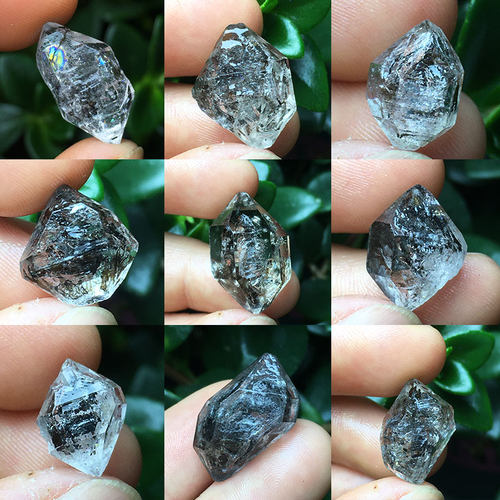 天然闪灵钻原石赫尔基蒙水晶双尖