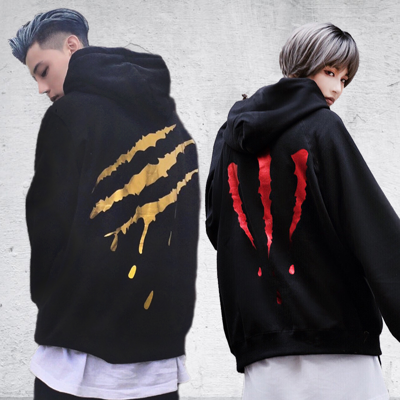 爪痕美式烫金卫衣卫衣