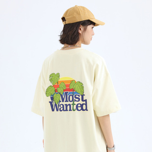 Mostwantedlab国潮牌彩虹纯棉宽松半袖t恤男情侣休闲针织短袖女