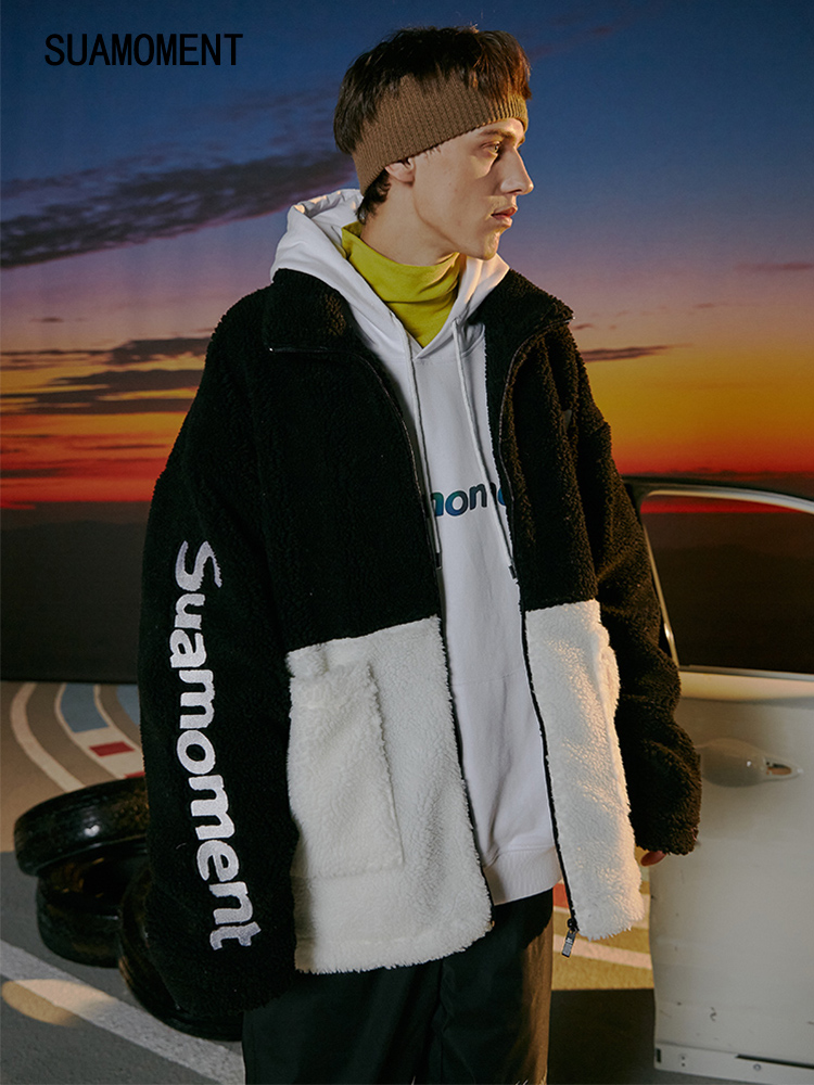 suamoment小爪撞色抓痕宽松外套