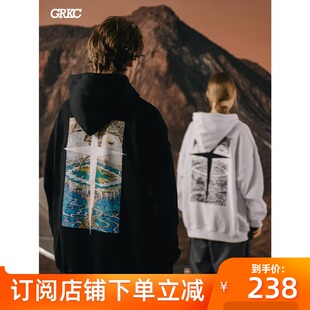 GRKC SEASON4 希腊地图油画卫衣彩色印花潮牌嘻哈情侣宽松连帽衫
