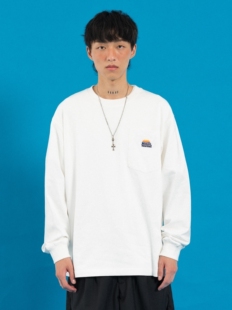 mostwantedlab 潮流彩虹口袋刺绣长袖基础情侣打底T恤 MWTD