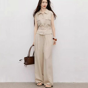 衬衫2026夏季新款女装工装风系带盖肩袖翻领短上衣90126100305