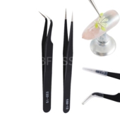 高精密镊子不锈钢尖头弯头镊子美甲工具嫁接假睫毛饰品防静电镊子