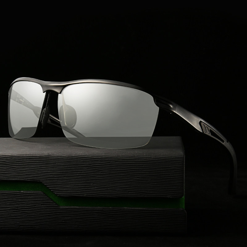 时尚新款自动感光变色偏光铝镁太阳镜男开车墨镜户外运动骑行眼镜