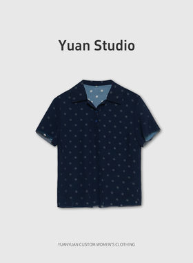 【YUAN】天丝网纱双层波点POLO短袖上衣M62B6438Z1AK