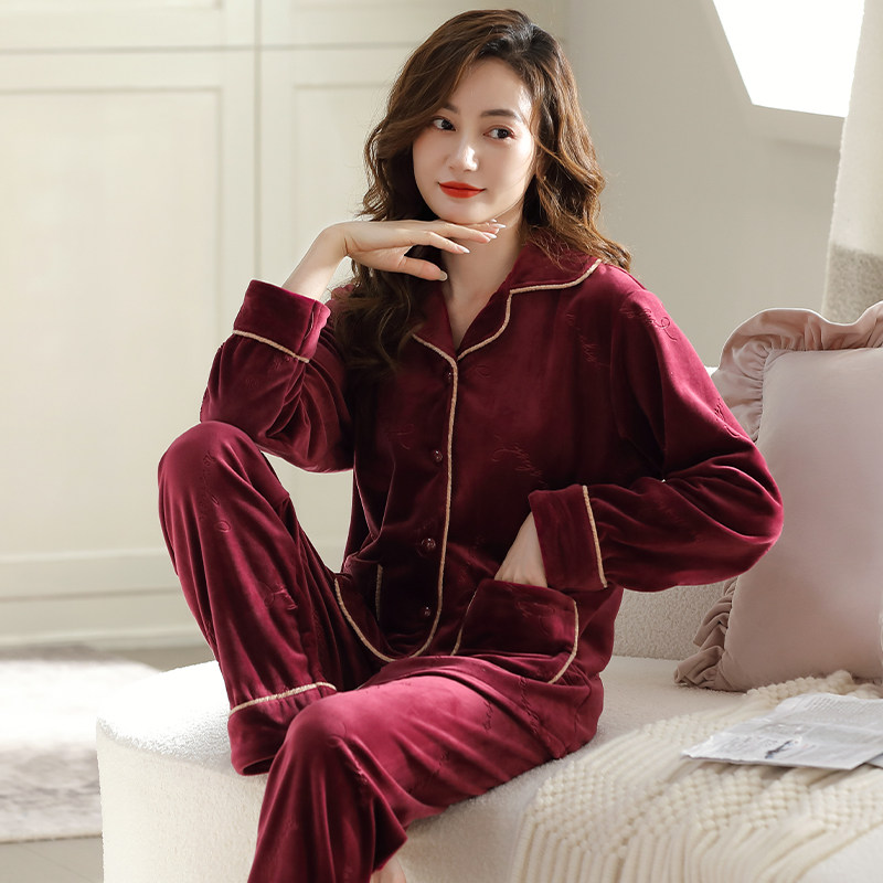 开衫珊瑚绒睡衣秋冬款女士2025新款加绒海岛绒家居服女款春秋冬季