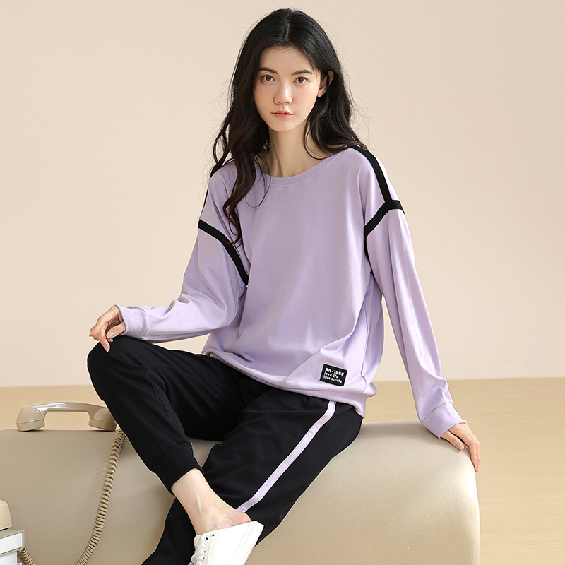 睡衣女春秋款长袖纯棉2025新款休闲运动秋天薄款可外穿家居服套装
