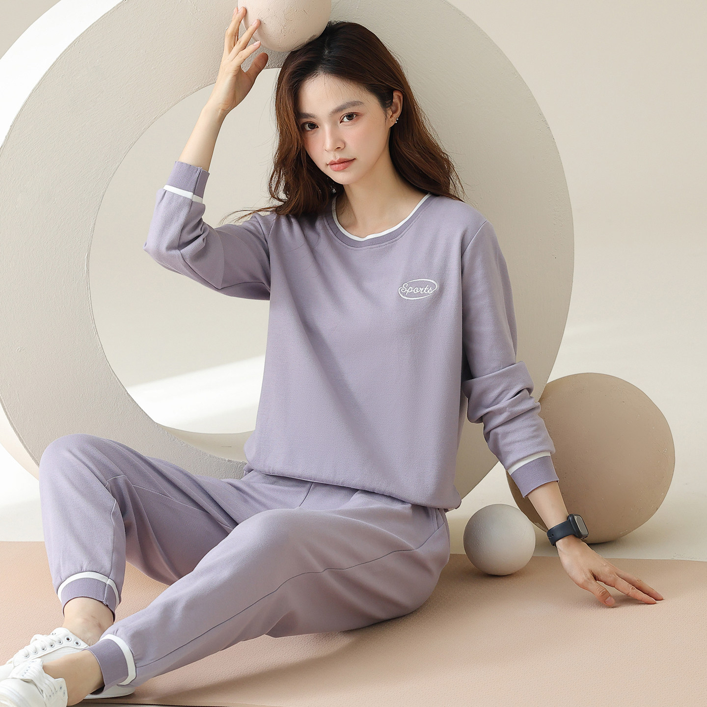 270g高档莱卡棉女款套头睡衣春秋休闲纯棉长袖可外穿高级感家居服