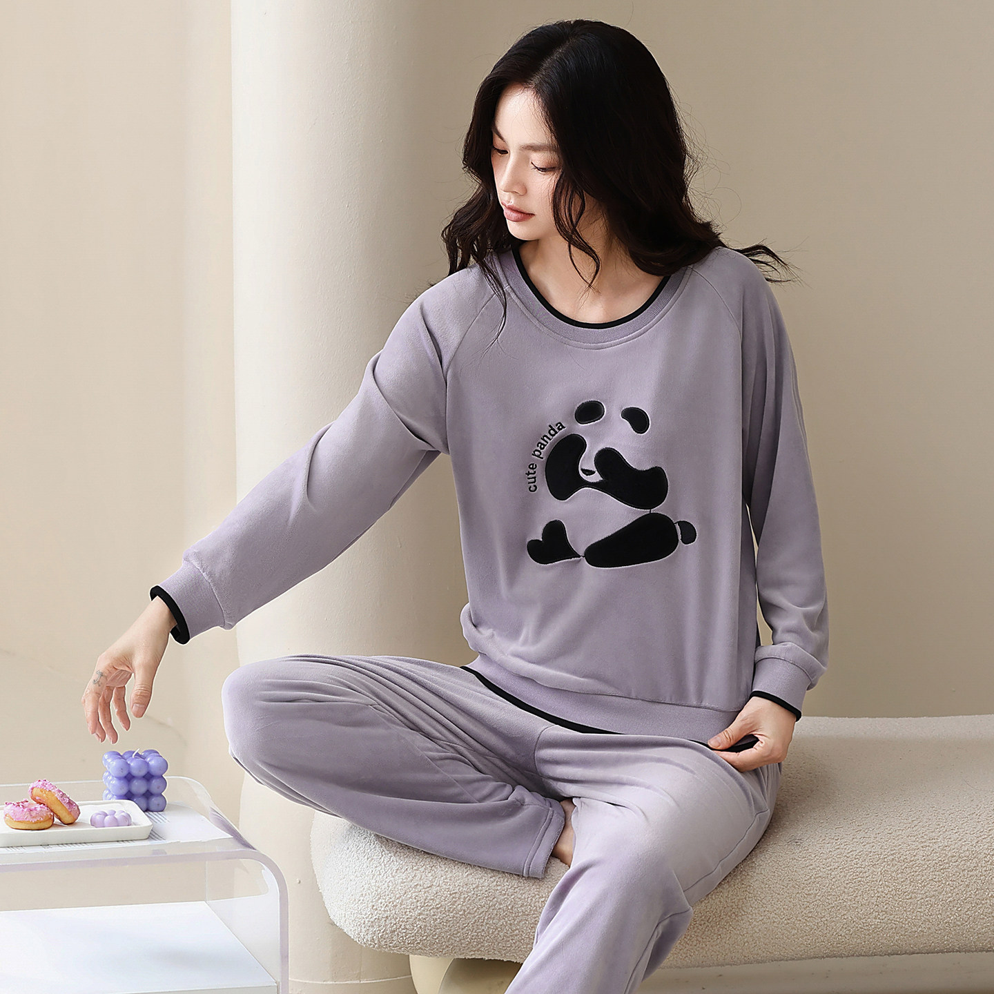 秋冬睡衣冬季女款珊瑚绒加厚长袖大码套头海岛绒家居服套装可外穿