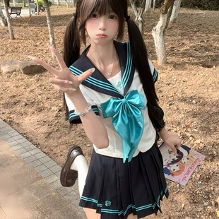 水手服学院风初音色收腰jk制服套装 原创水手服正版 岚巧音 巧所