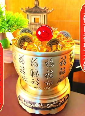 【百福缸】黄铜零钱缸米缸店铺客厅摆件喜庆吉祥家居装饰品