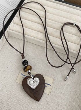 爱心毛衣链秋冬长项链挂脖配饰