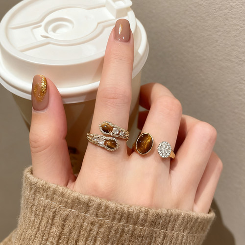 美拉德虎眼石开口戒指女款