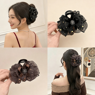 2026款 抓夹女高级感蝴蝶结发夹后脑勺饱满显发量鲨鱼夹子 巨好看