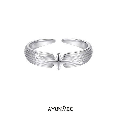 AYUNMEES925纯银四芒星开口戒