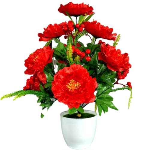 包邮仿真18头牡丹花客厅餐桌花束插花摆设绢花假花装饰塑料花干花 - 封面