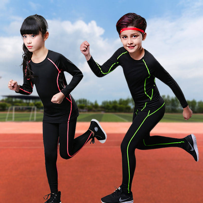 儿童运动紧身衣套装训练服男足球篮球速干打底衫裤小学生小孩秋冬