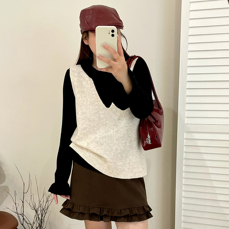 大码女装外穿内搭无袖毛衣女针织