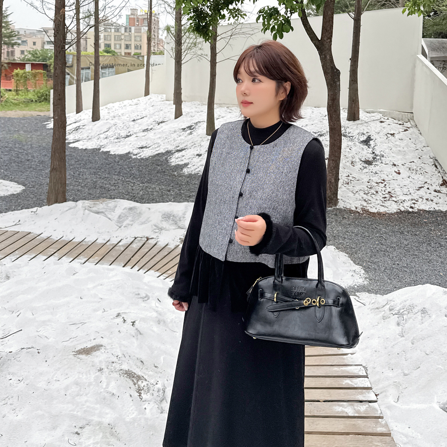 大码女装法式小香风马甲