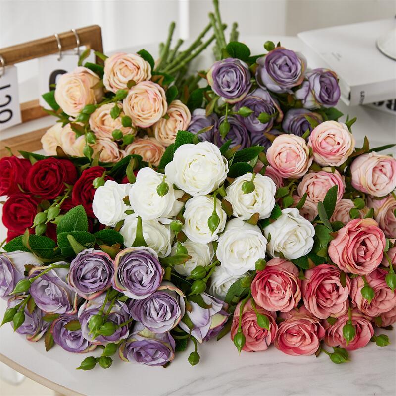 仿真花10头高级玫瑰婚庆婚礼摆放客厅配材花束家居装饰摄影道具
