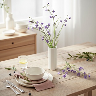 仿真紫色小碎花韭莲线状花材 逼真 豆苗型 线莲科 自然系花材装饰