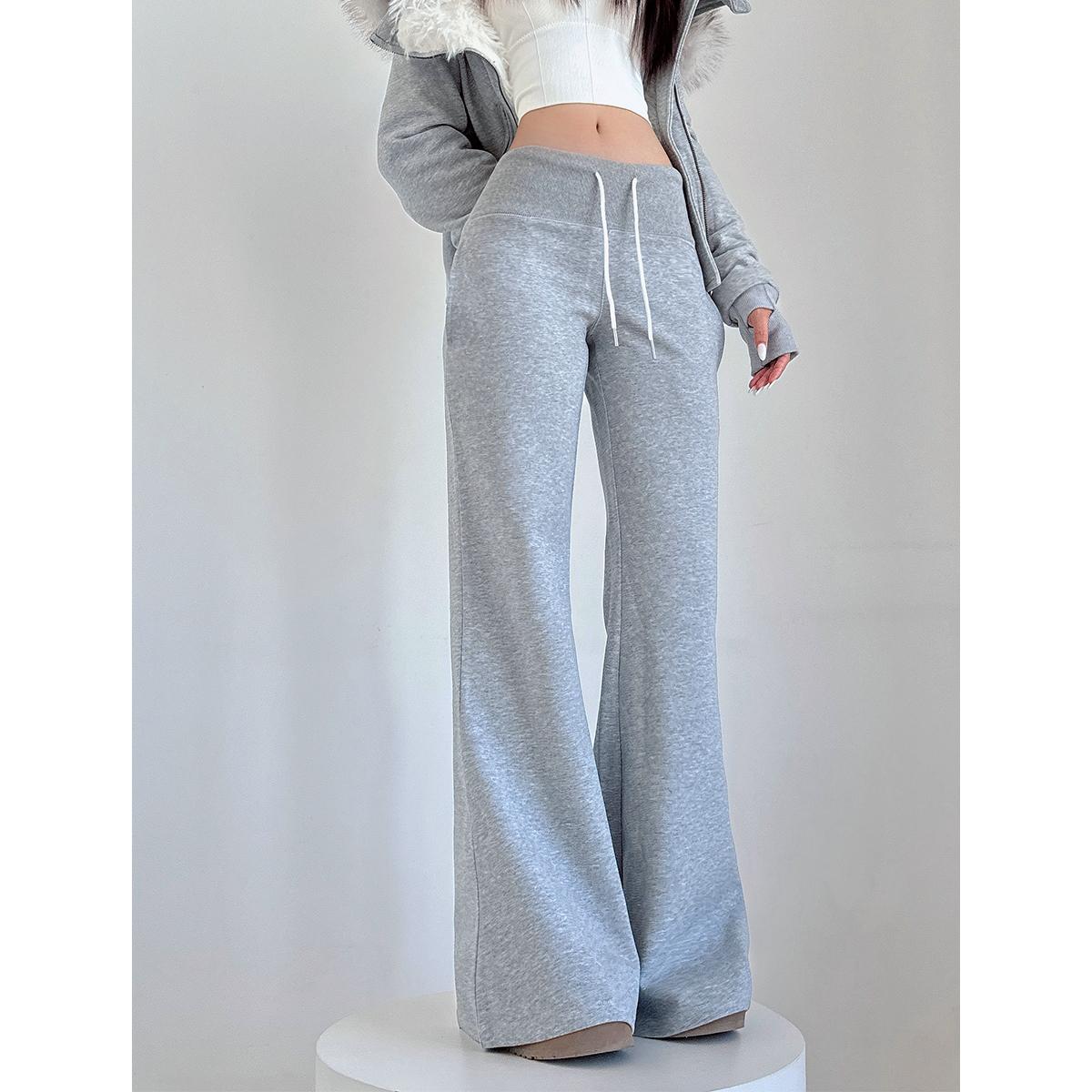 美式辣妹抽绳微喇卫裤