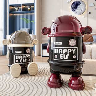 垃圾桶家用客厅轻奢高档2025新款潮玩太空人卧室高颜值带盖大容量