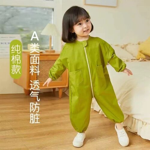 连体儿童罩衣一体式爬爬服防脏