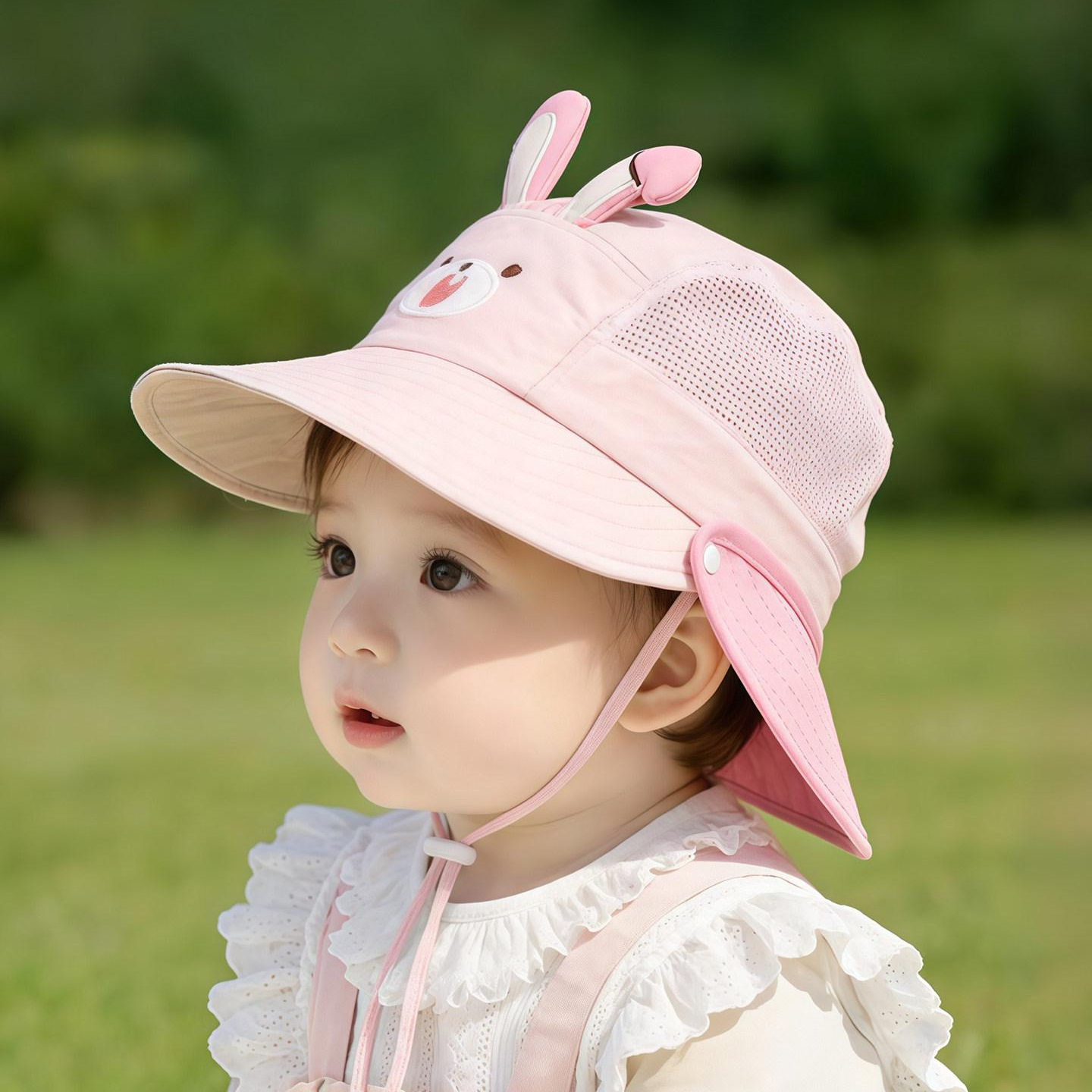 婴儿防晒帽春夏季防紫外线宝宝