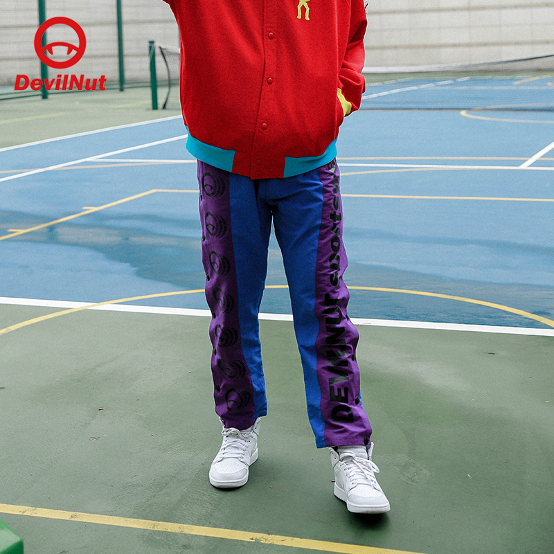 潮牌恶魔宽松aet运动裤