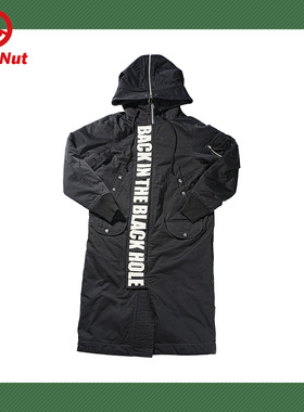 DEVIL NUT潮牌恶魔无性别情侣保暖休闲印花连帽宽松加长棉服 ASV