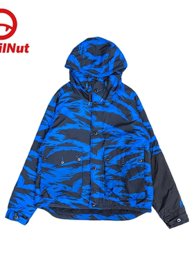 DEVIL NUT迷彩风连帽夹克男潮流外套时尚印花拉链上衣情侣款棉服