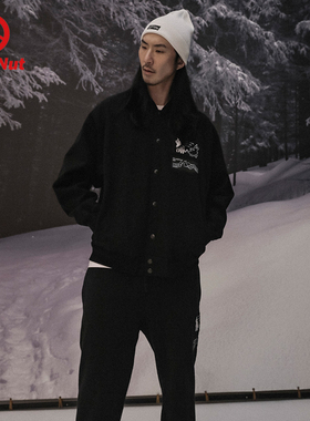 DEVIL NUT潮牌 恶魔 男女同款  复古短圆棒球夹克-BF AET