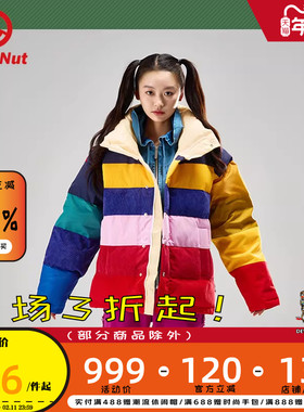 DEVIL NUT潮牌恶魔秋冬情侣无性别立领撞色拼接面包短羽绒服  ATO