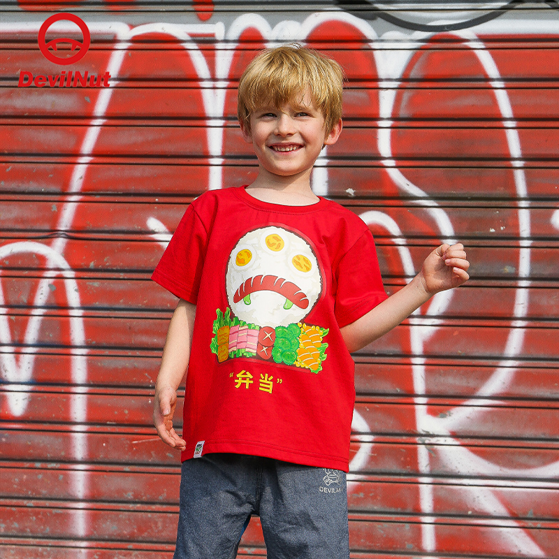 潮牌恶魔印花短袖stokids童装