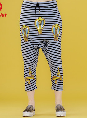 DEVIL NUT潮牌恶魔收腿八分裤眼睛蛇图案女式休闲裤 主 SFV